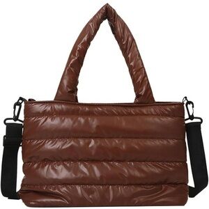 Brown puffer tote